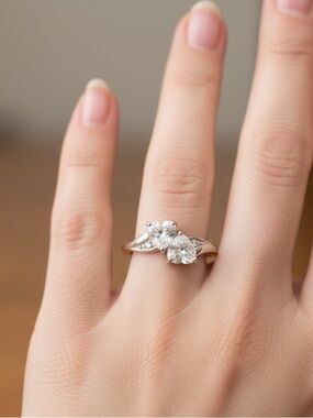 Sterling Silver 2 Heart Ring
